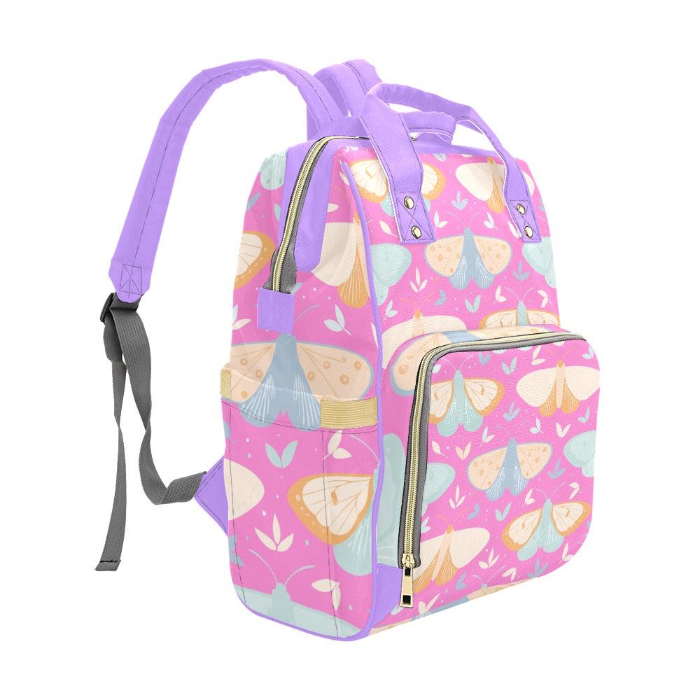 Butterfly Diaper Bag Backpack, Pink Mom Backpack, Baby Travel Bag, Pastel Stroller Bag
