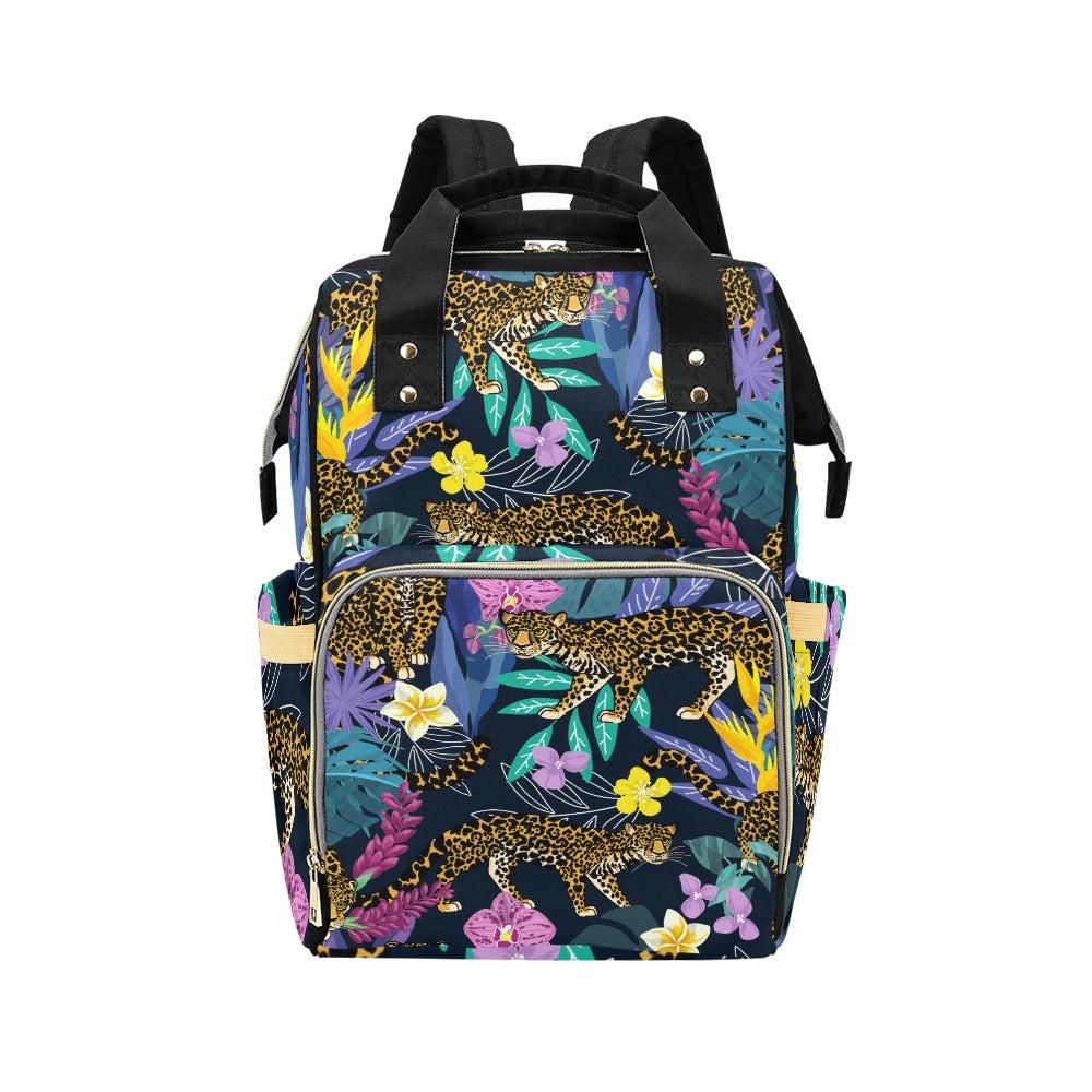 Tropical Diaper Backpack, Botanical Mom Bag, Floral Baby Travel Organizer