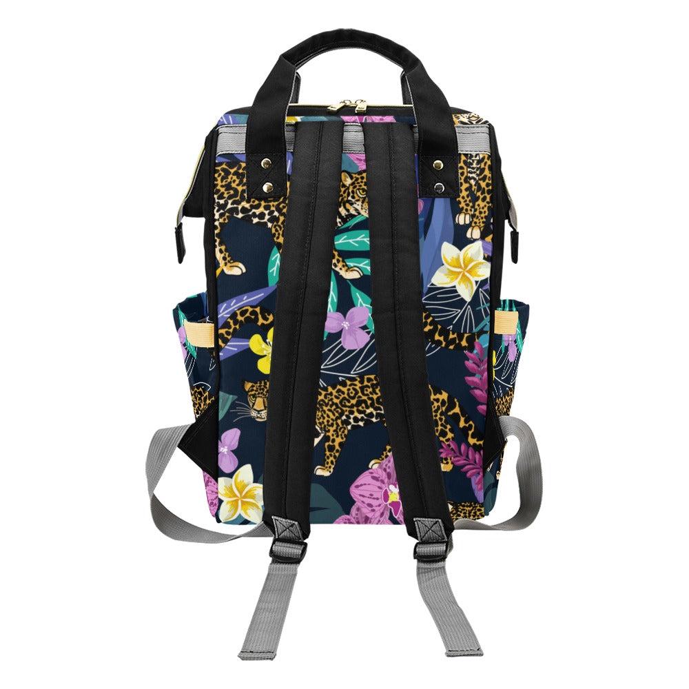 Tropical Diaper Backpack, Botanical Mom Bag, Floral Baby Travel Organizer