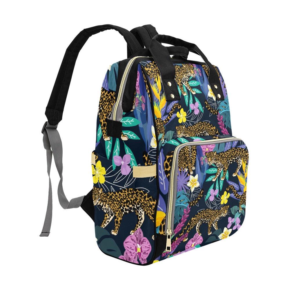 Tropical Diaper Backpack, Botanical Mom Bag, Floral Baby Travel Organizer