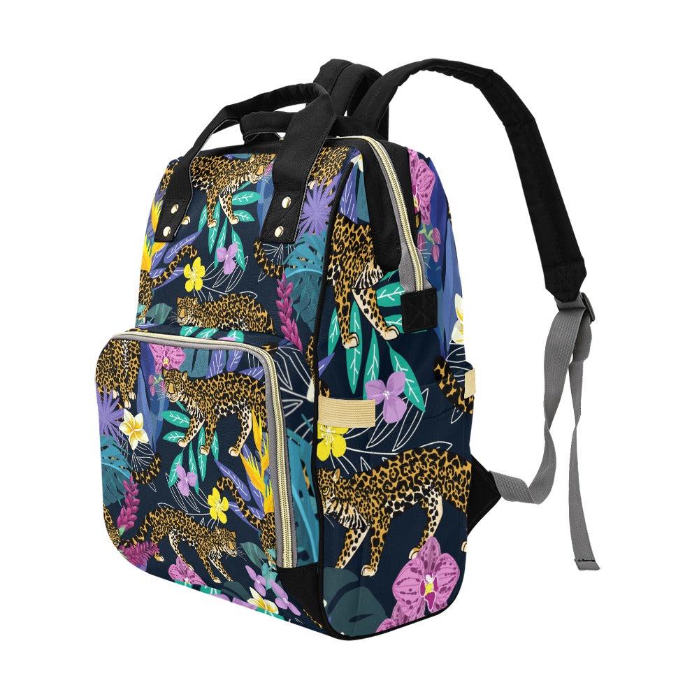 Tropical Diaper Backpack, Botanical Mom Bag, Floral Baby Travel Organizer