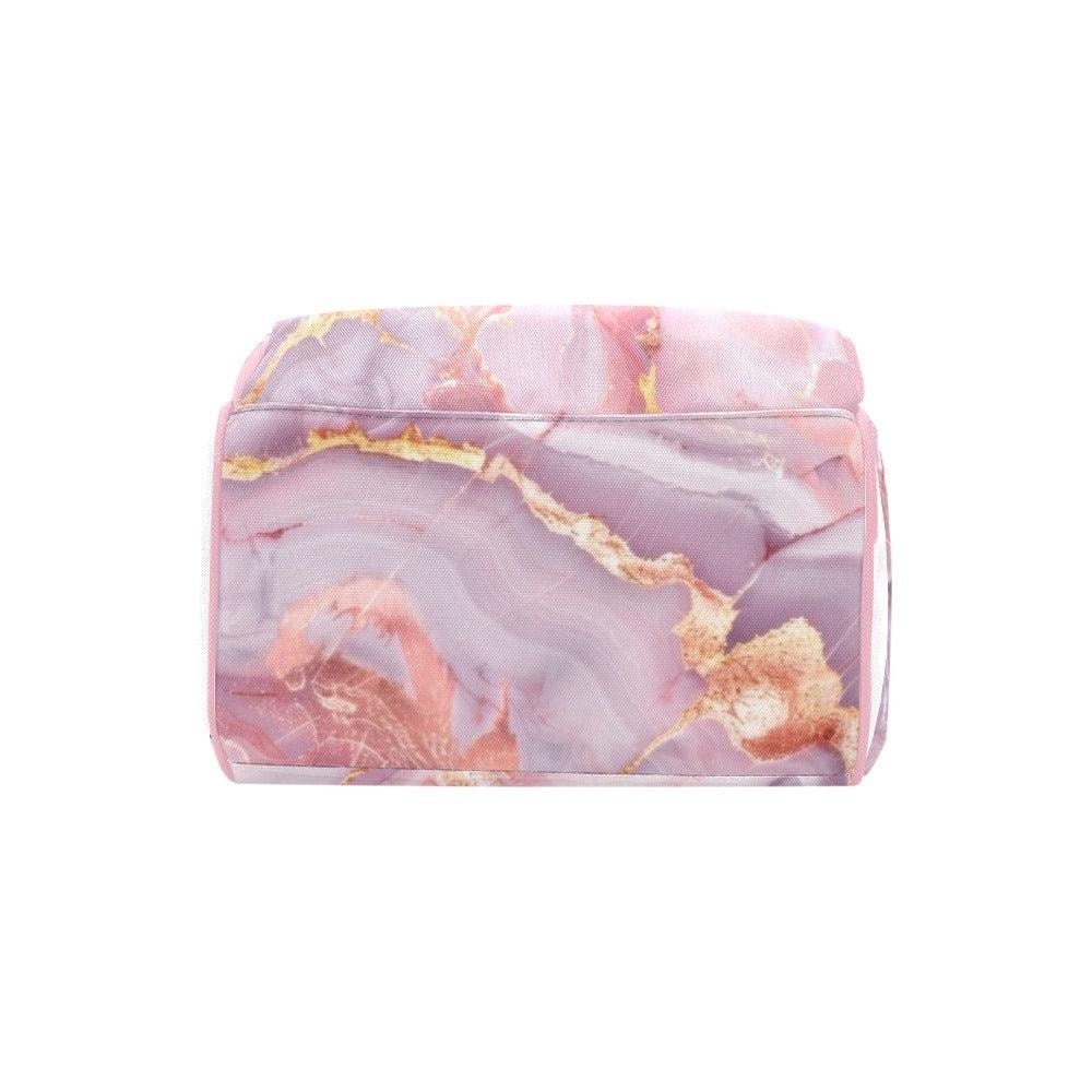 Pink Marble Diaper Bag Backpack, Baby Travel Bag, Stylish Mom Bag