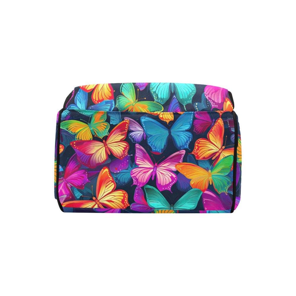 Baby Travel Backpack, Colorful Butterfly Diaper Bag, Nursery Organizer, Stroller Ready