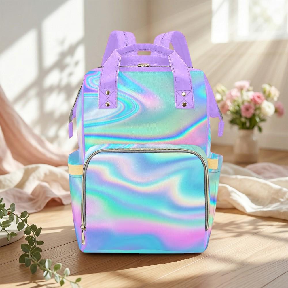 Iridescent Diaper Bag Backpack, Baby Travel Bag, Mom Backpack, Stroller Organizer