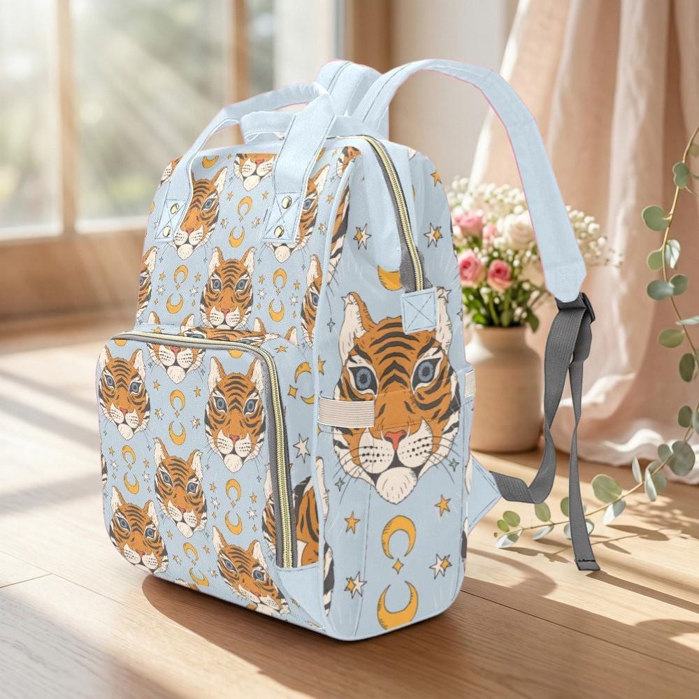 Tiger Diaper Bag, Celestial Mom Backpack, Baby Travel Bag with Moon Print