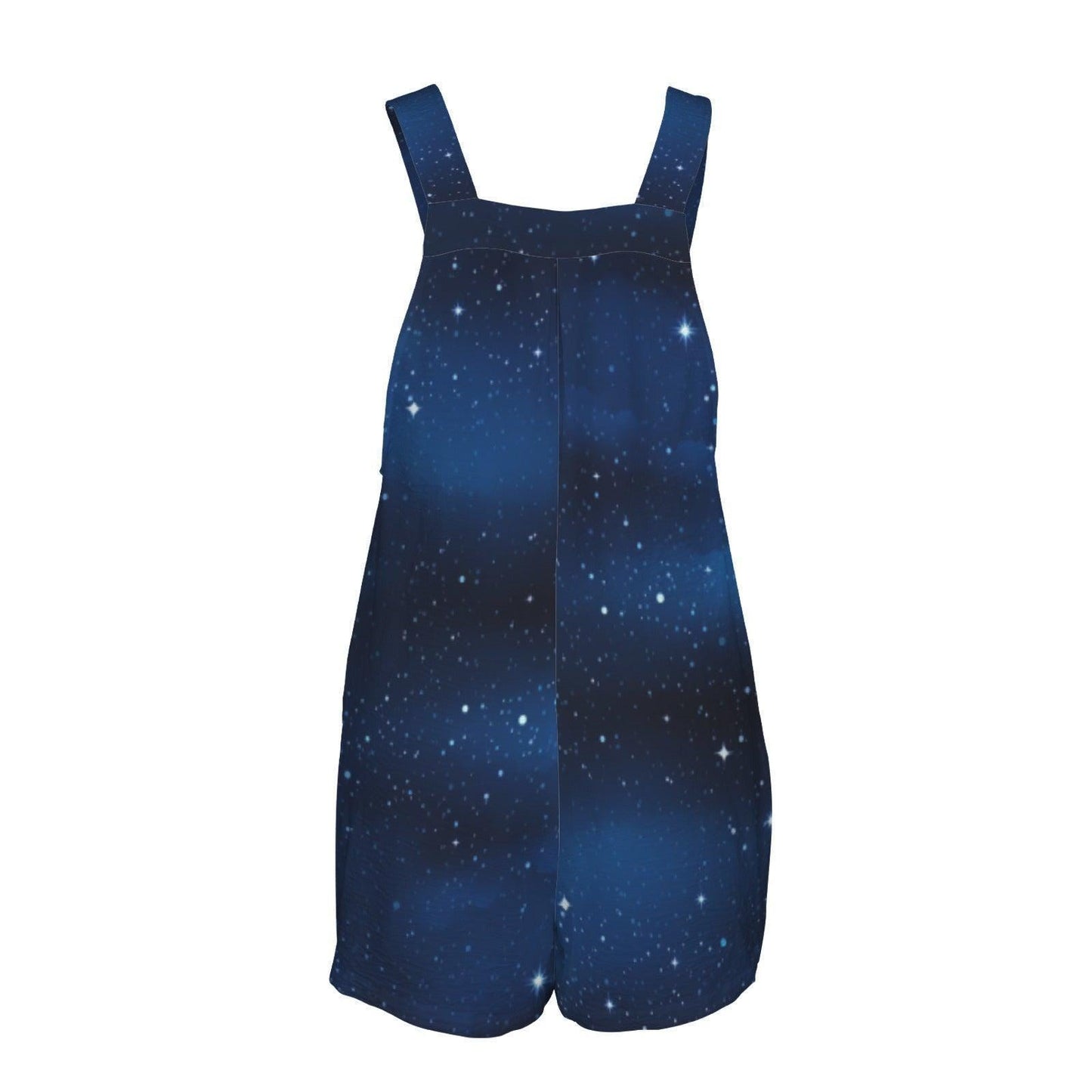 Galaxy Overall Romper for Women, Celestial Shortalls with Pockets, Night Sky Bib Shorts Outfit