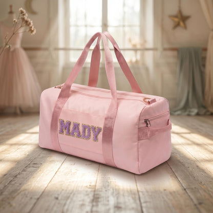 Custom Dance Duffle Bag, Blush Gym Carryall, Preppy Name Travel Tote