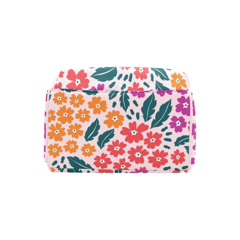 Retro Floral Diaper Bag Backpack, Pink Mom Backpack, Baby Travel Bag, Nursery Organizer
