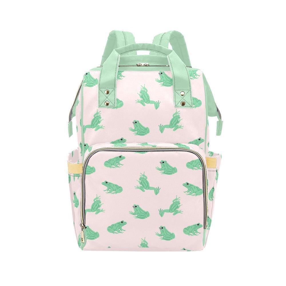 Frog Diaper Bag Backpack for Baby Travel, Stroller Organizer Pack, Gender Neutral Nursery Bag