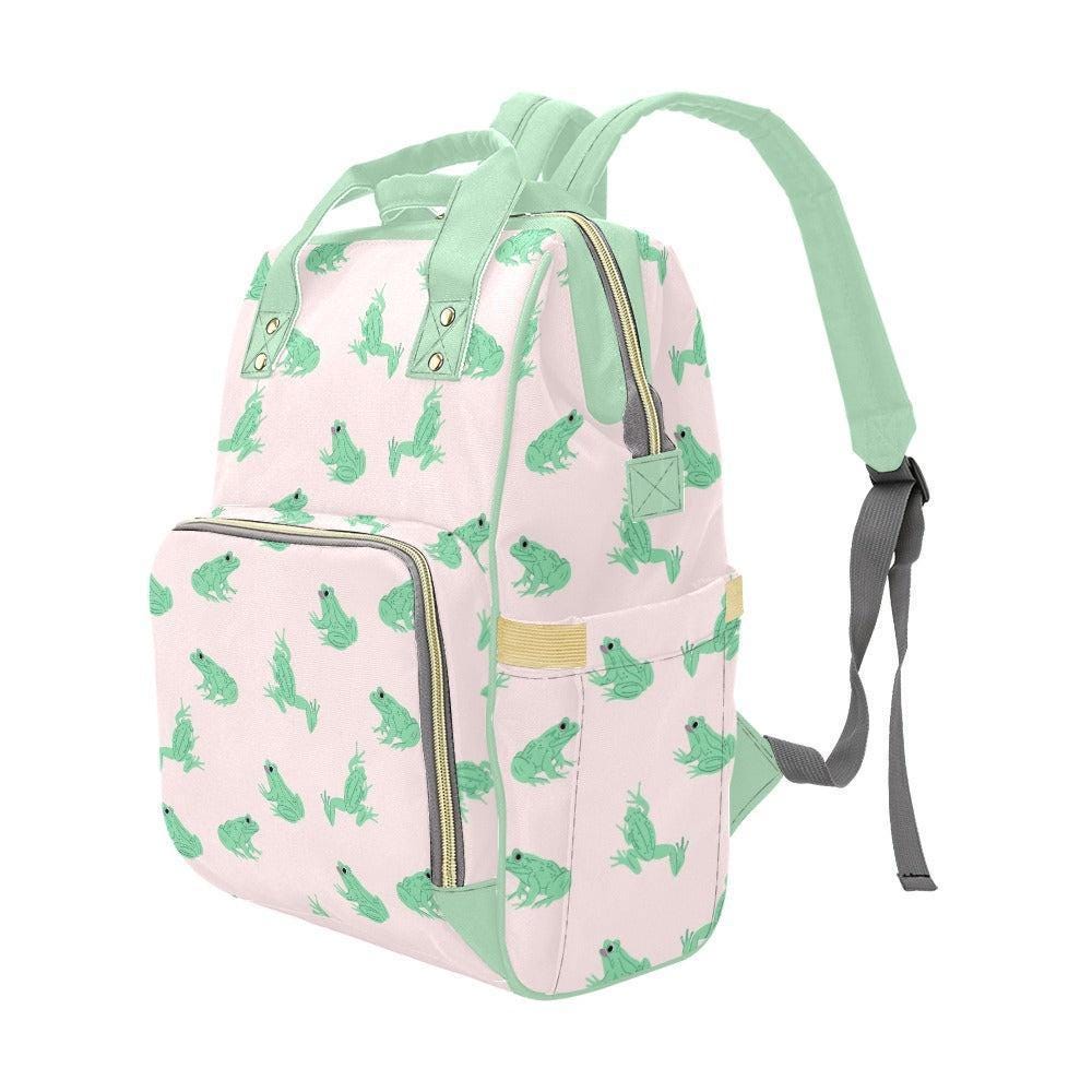 Frog Diaper Bag Backpack for Baby Travel, Stroller Organizer Pack, Gender Neutral Nursery Bag