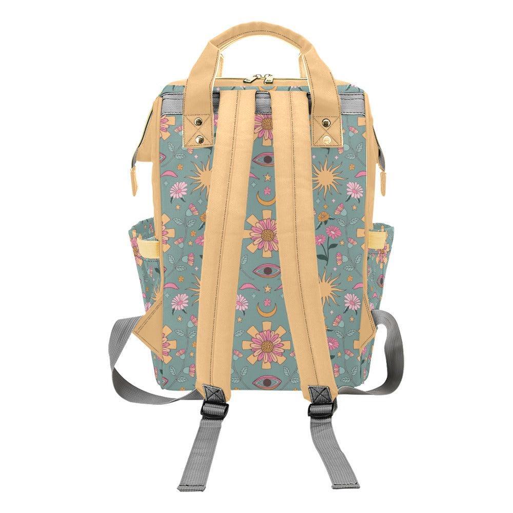 Boho Celestial Diaper Bag Backpack, Sun Moon Baby Travel Bag, Stroller Organizer