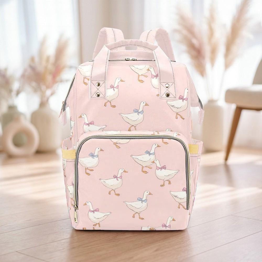 Pink Duck Diaper Bag Backpack, Mom Backpack, Stroller Bag, Baby Travel Bag