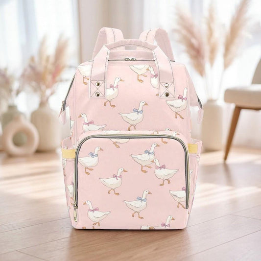 Pink Duck Diaper Bag Backpack, Mom Backpack, Stroller Bag, Baby Travel Bag