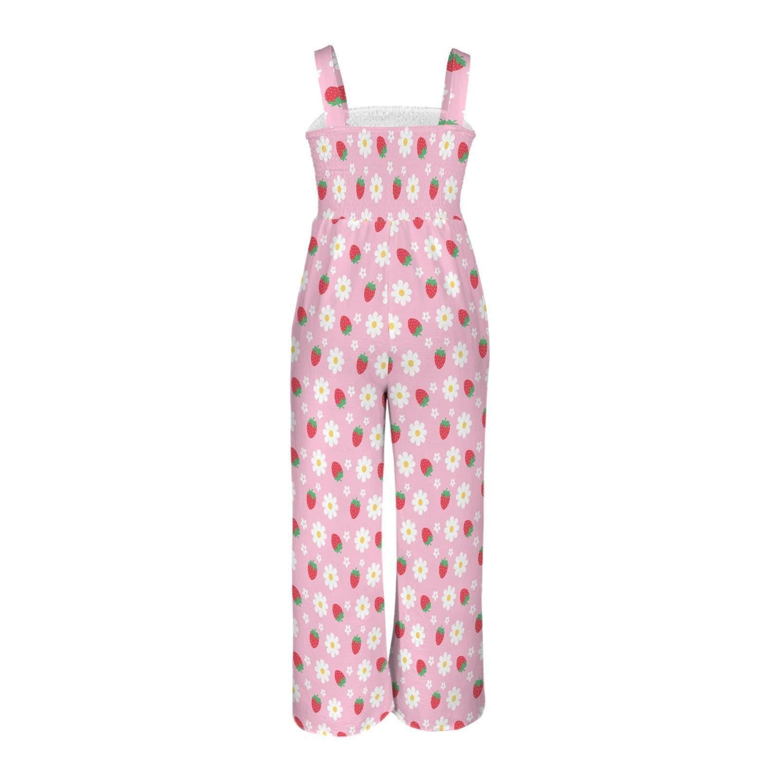 Strawberry Print Jumpsuit for Women, Pink Picnic Romper, Berrycore Summer Outfit, Cute Farmers Market Look