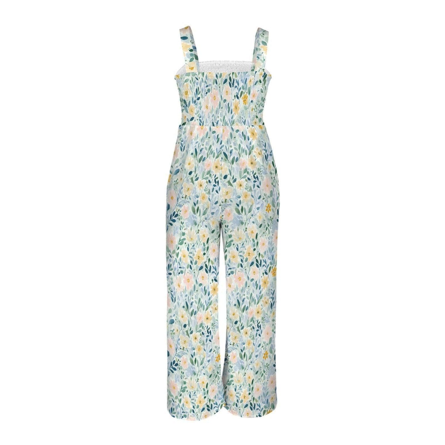 Watercolor Floral Jumpsuit, Botanical Meadow Wide Leg Romper, Spring Garden Outfit
