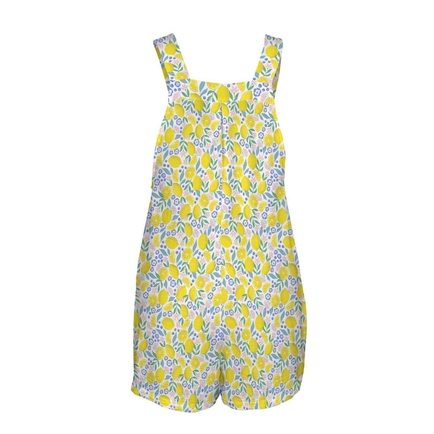 Lemon Print Romper for Women, Citrus Summer Playsuit, Beach Vacation Outfit