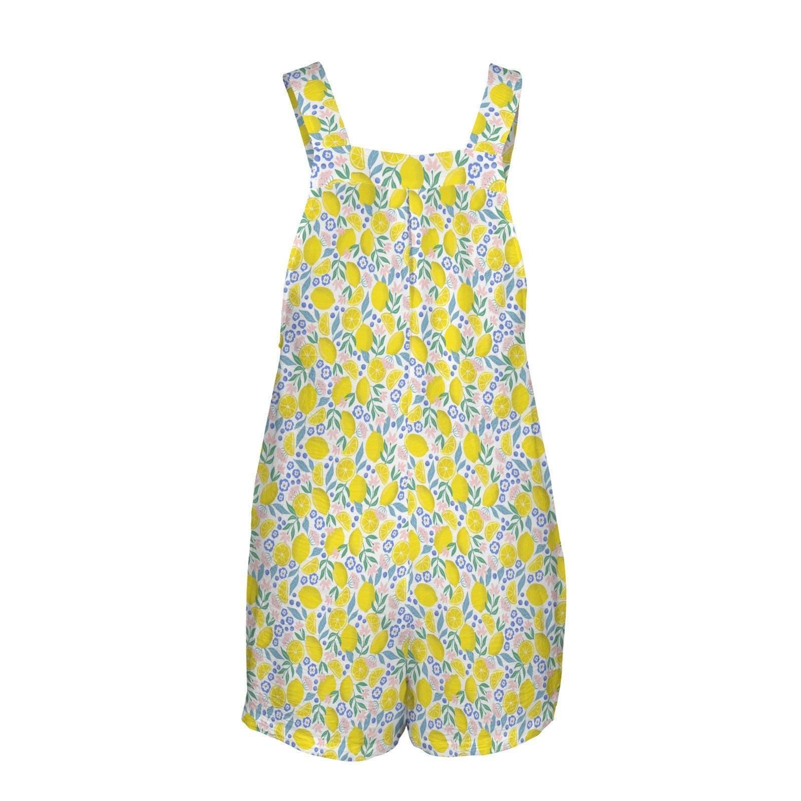 Lemon Print Romper for Women, Citrus Summer Playsuit, Beach Vacation Outfit