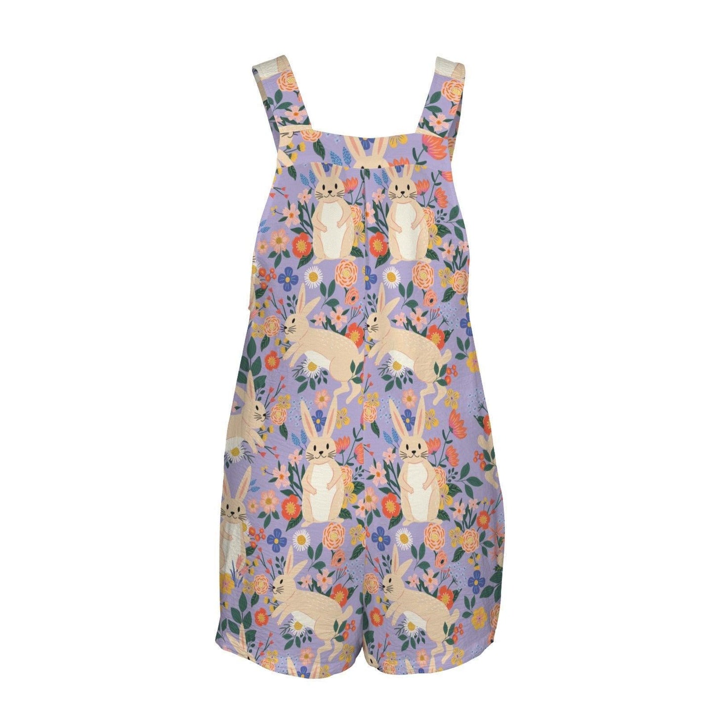 Easter Bunny Shortalls, Rabbit Floral Romper for Women, Spring Brunch Outfit