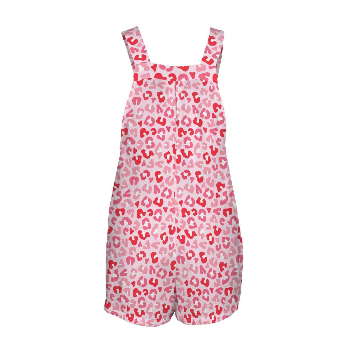 Pink Leopard Romper for Women, Summer Beach Shortalls, Cute Vacation Outfit