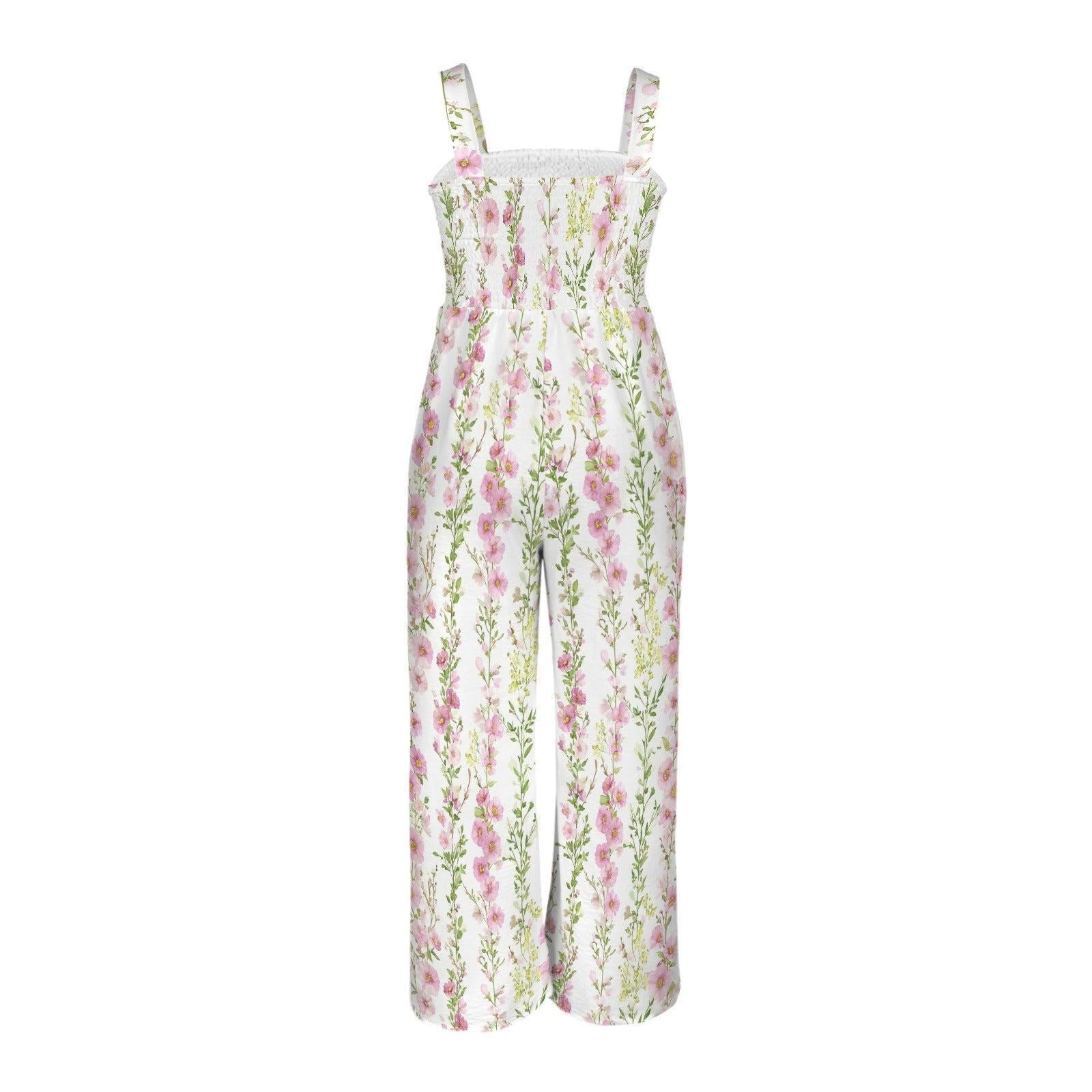 Floral Palazzo Jumpsuit for Garden Party, Cottagecore Spring Outfit