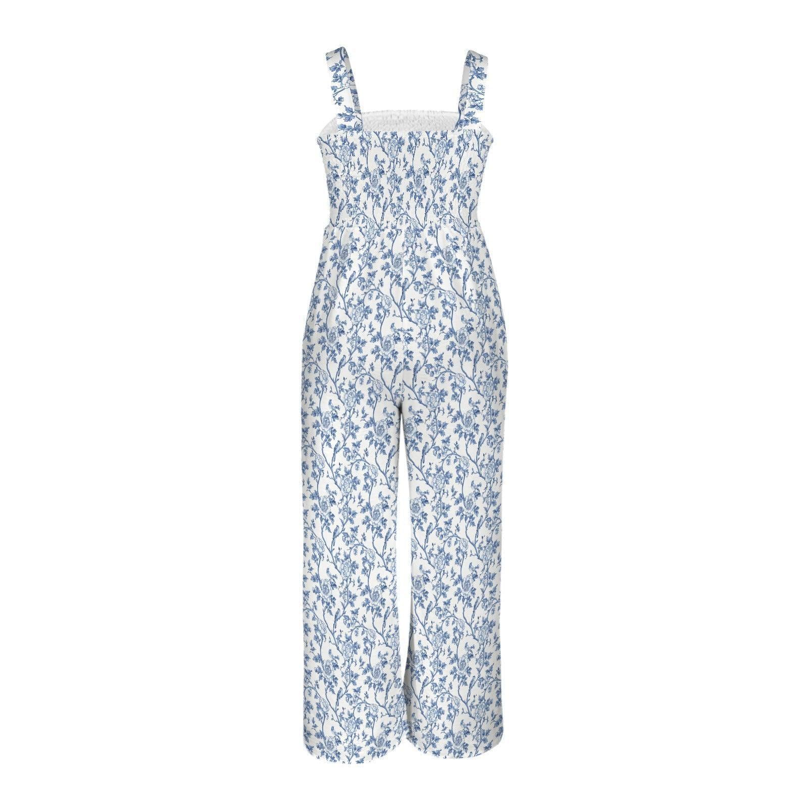 Mediterranean Resort Jumpsuit, Square Neck Wide Leg Palazzo, Greek Island Travel Wear