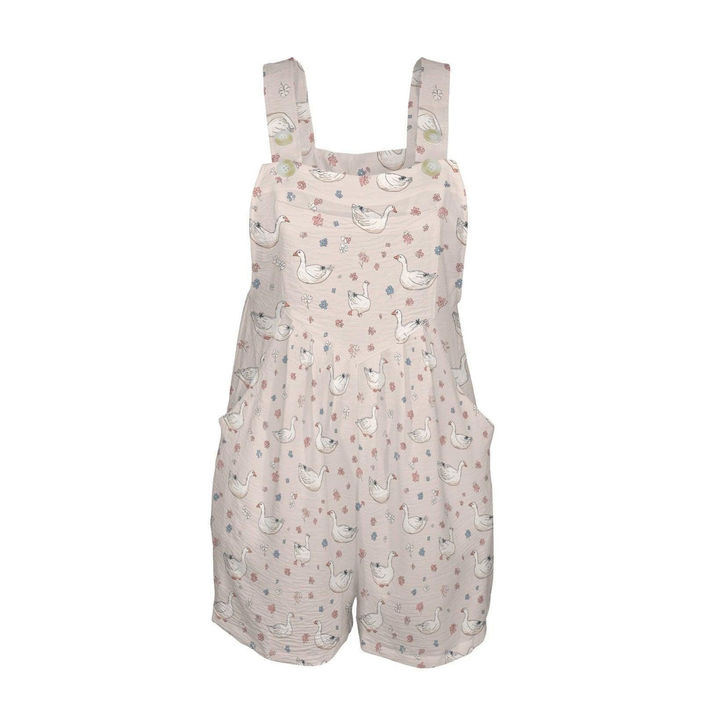 Duck Print Romper, Women's Overall Shortalls, Cottagecore Summer Outfit