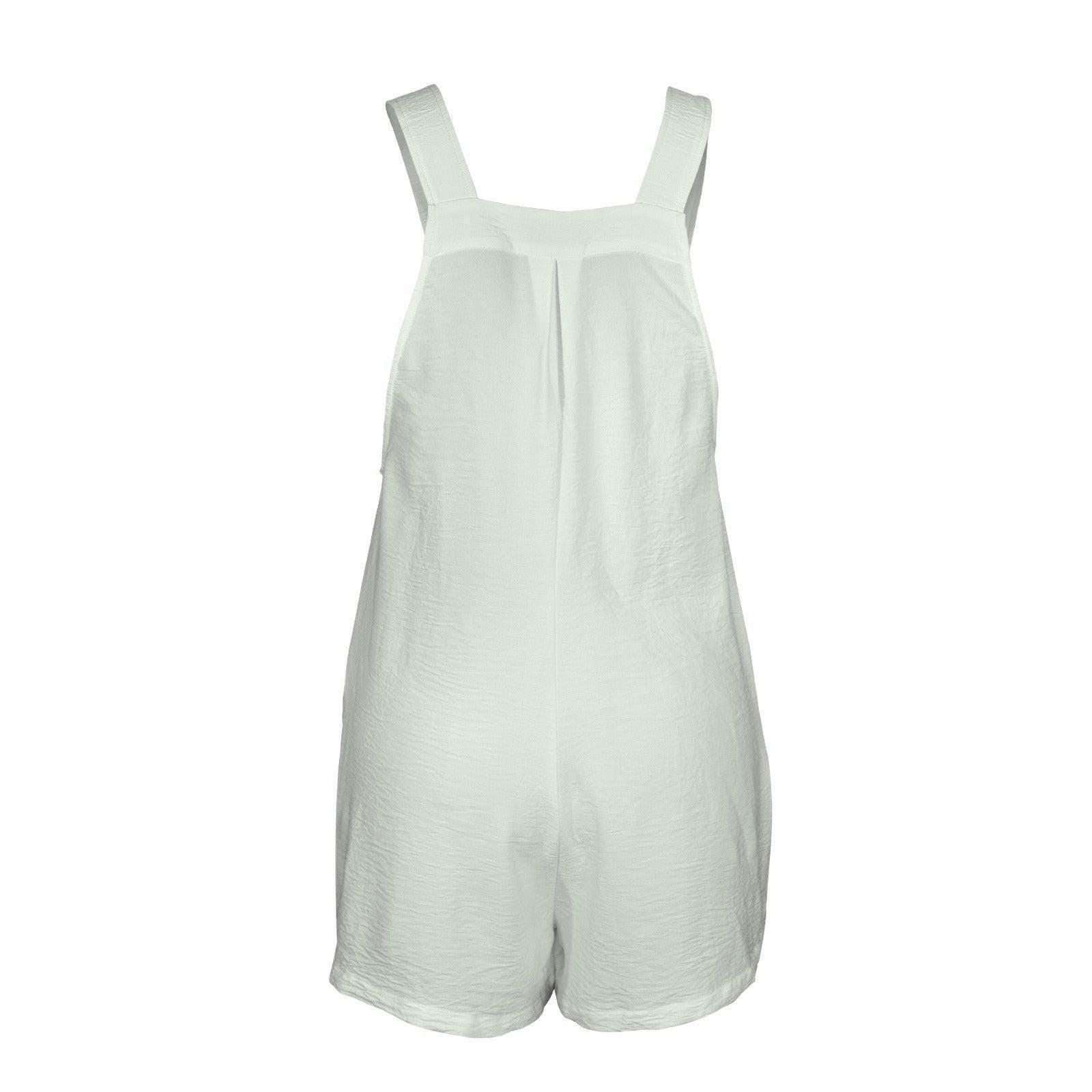 Sage Green Square Neck Romper, Sleeveless Bib Shortalls with Pockets