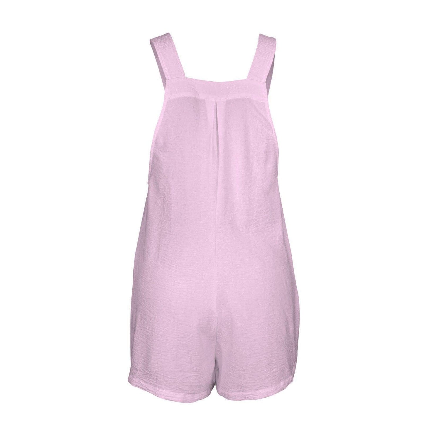 Pastel Pink Shortalls Romper, Relaxed Wide Leg Pockets Jumpsuit