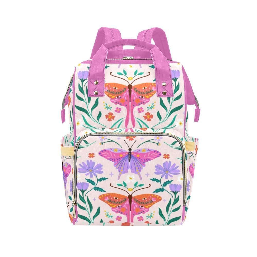 Whimsical Butterfly Diaper Bag Backpack, Floral Garden Mom Travel Organizer