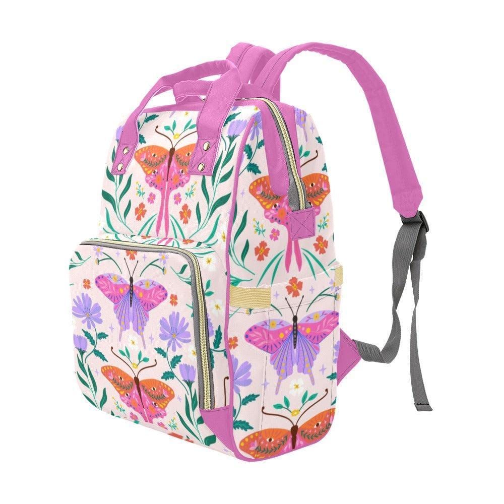 Whimsical Butterfly Diaper Bag Backpack, Floral Garden Mom Travel Organizer