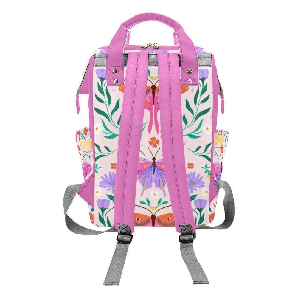 Whimsical Butterfly Diaper Bag Backpack, Floral Garden Mom Travel Organizer
