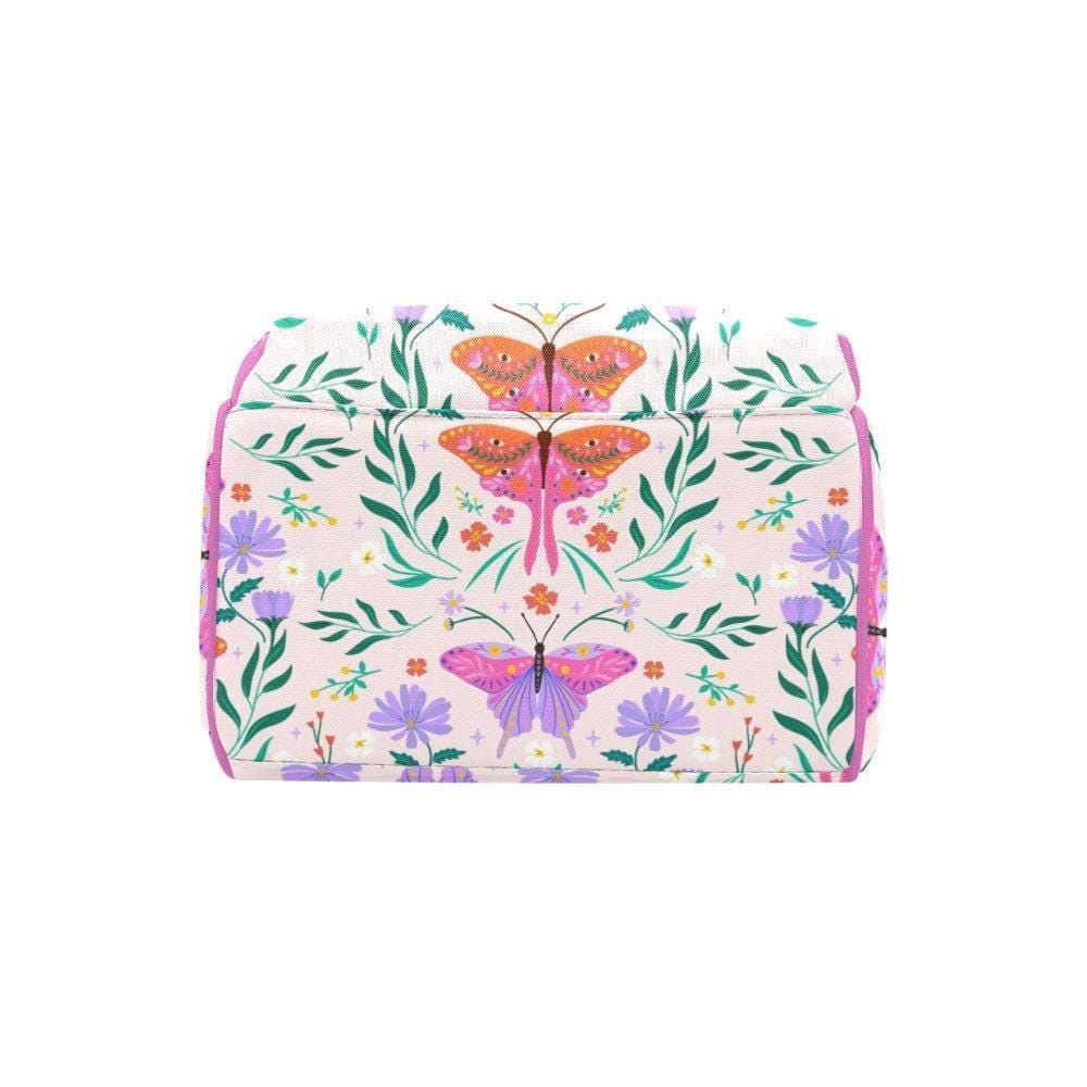 Butterfly Floral Diaper Bag Backpack, Baby Travel Bag, Pink Mom Backpack, Stroller Organizer