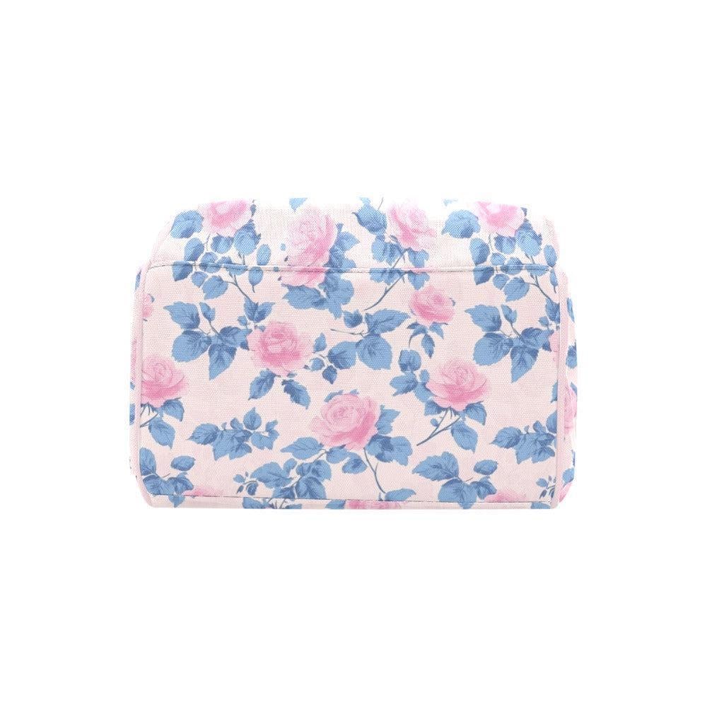 Pink Rose Floral Diaper Bag Backpack, Vintage Baby Travel Organizer, Mom Nursery Bag