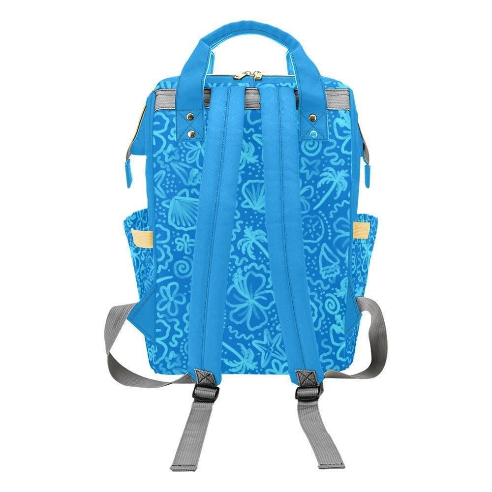 Blue Ocean Diaper Bag Backpack, Coastal Mom Travel Organizer, Summer Vacation Stroller Bag