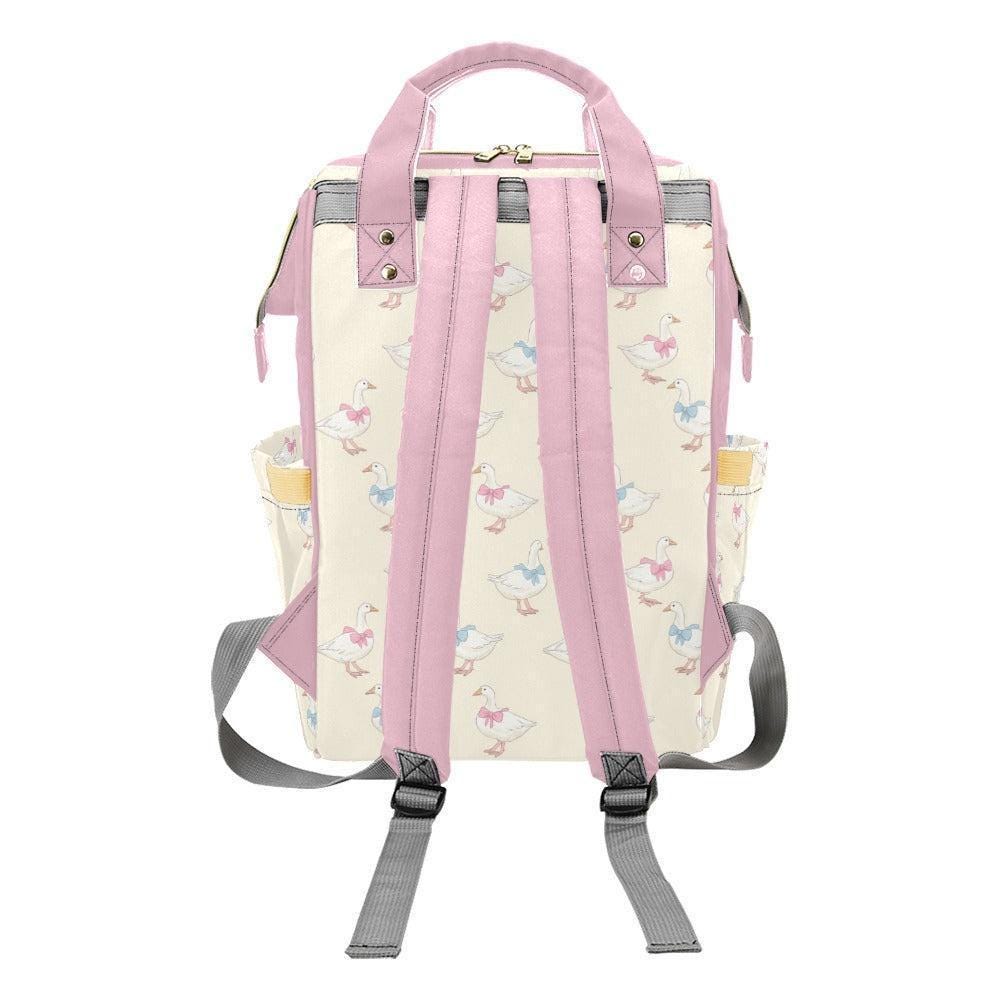 Coquette Bow Goose Diaper Bag Backpack, Pastel Baby Travel Organizer