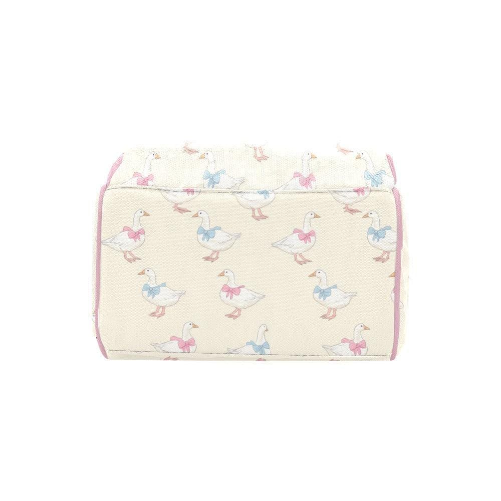 Coquette Bow Goose Diaper Bag Backpack, Pastel Baby Travel Organizer