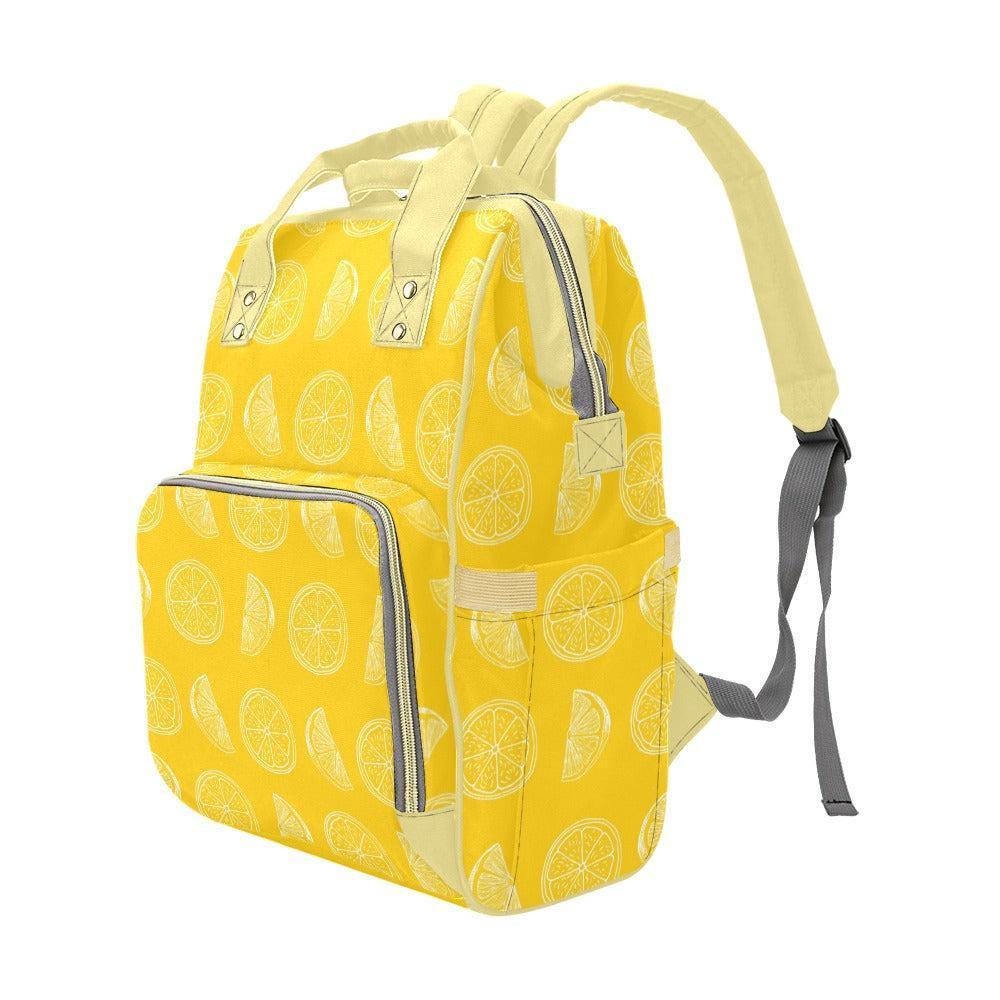 Lemon Diaper Bag Backpack Yellow Citrus Baby Travel Bag Mom Backpack Organizer
