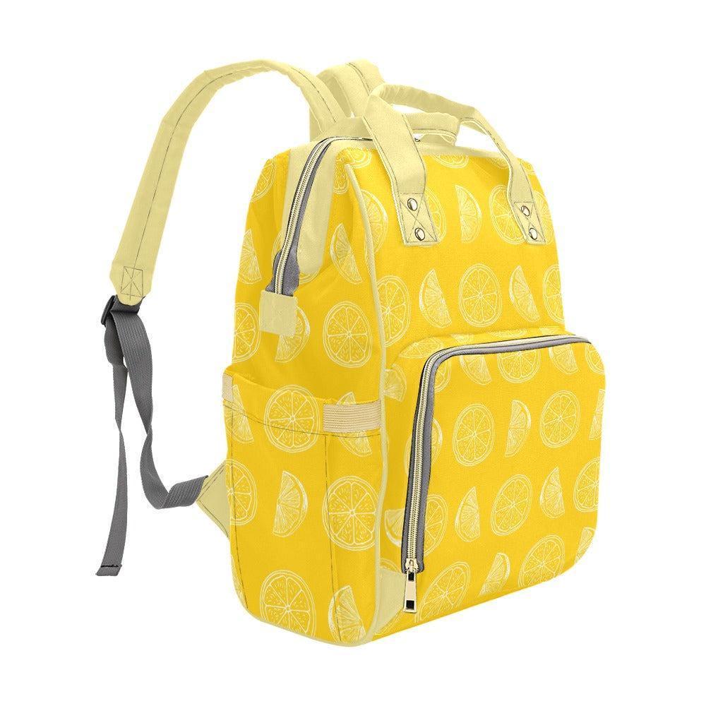 Lemon Diaper Bag Backpack Yellow Citrus Baby Travel Bag Mom Backpack Organizer