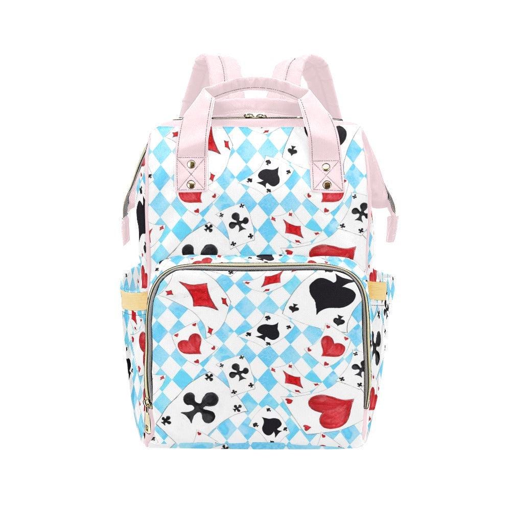 Alice in Wonderland Diaper Bag Backpack, Whimsical Print Mom Bag, Baby Travel Organizer
