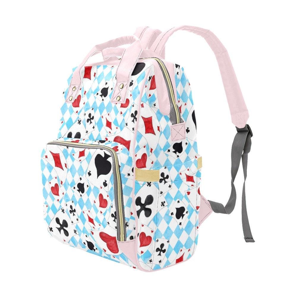 Alice in Wonderland Diaper Bag Backpack, Whimsical Print Mom Bag, Baby Travel Organizer