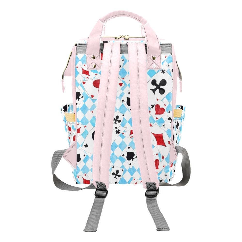 Alice in Wonderland Diaper Bag Backpack, Whimsical Print Mom Bag, Baby Travel Organizer