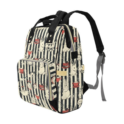 Gothic Tea Party Rabbit Diaper Bag Backpack, Whimsical Baby Travel Organizer
