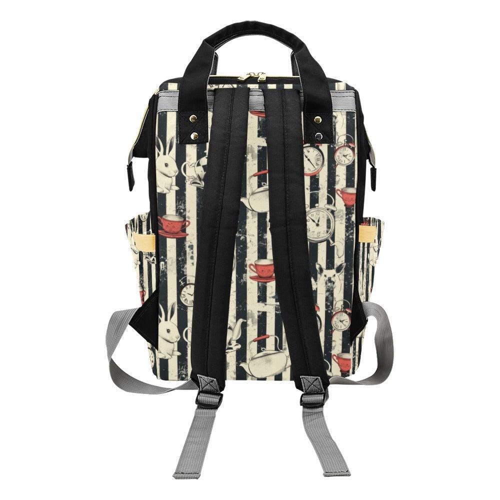 Gothic Tea Party Rabbit Diaper Bag Backpack, Whimsical Baby Travel Organizer