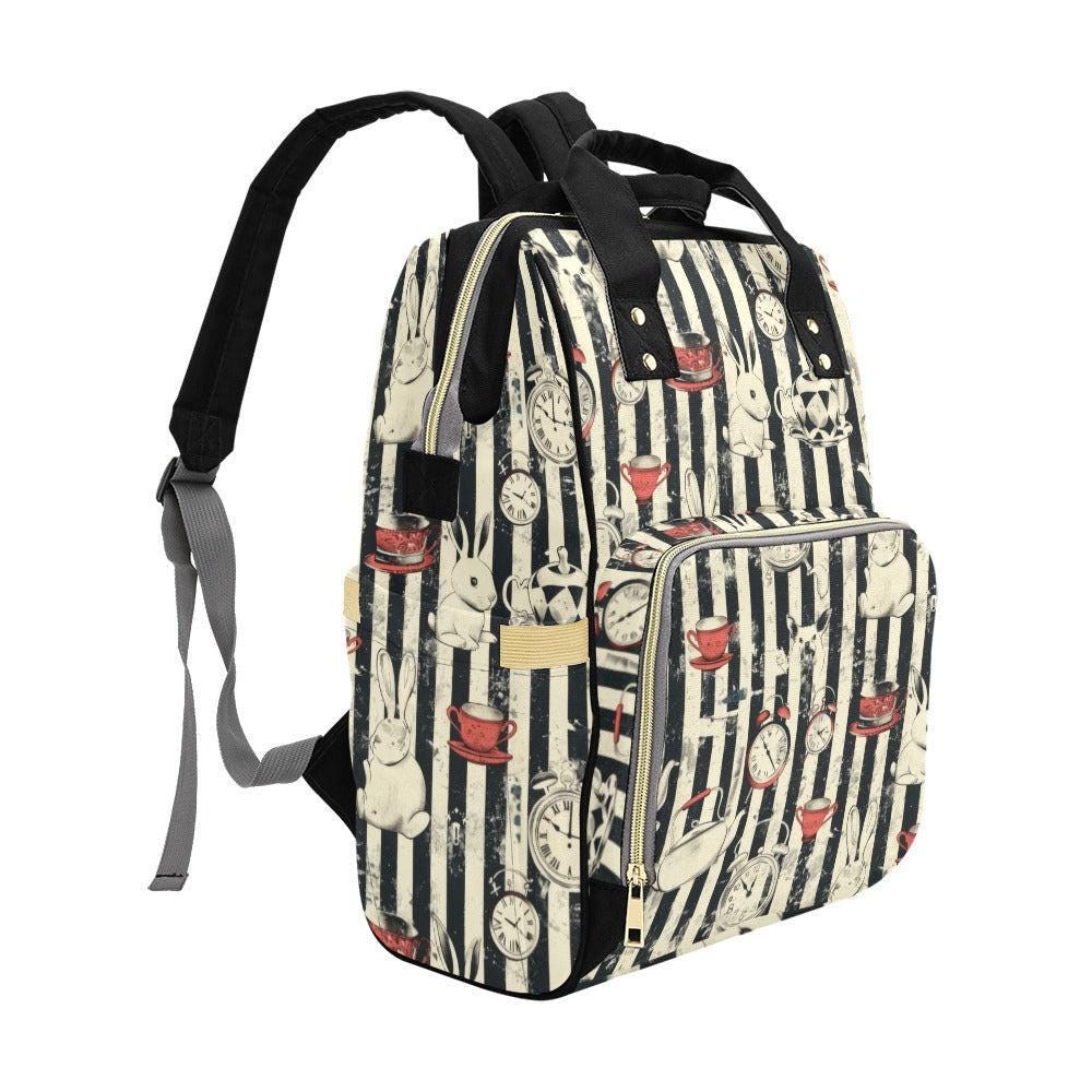 Gothic Tea Party Rabbit Diaper Bag Backpack, Whimsical Baby Travel Organizer
