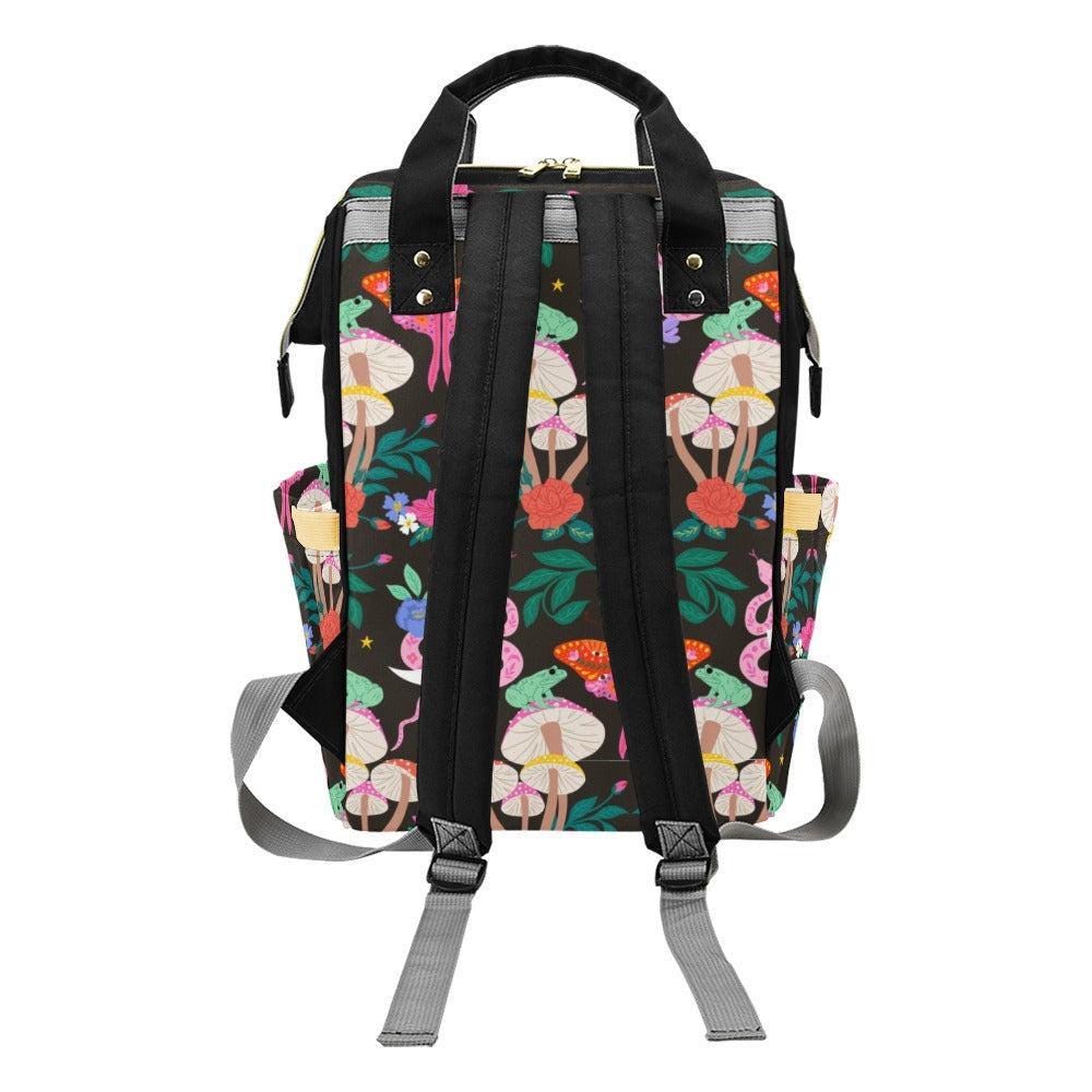 Woodland Moth Mushroom Diaper Backpack, Cottagecore Floral Baby Bag, Organizer Travel Bag