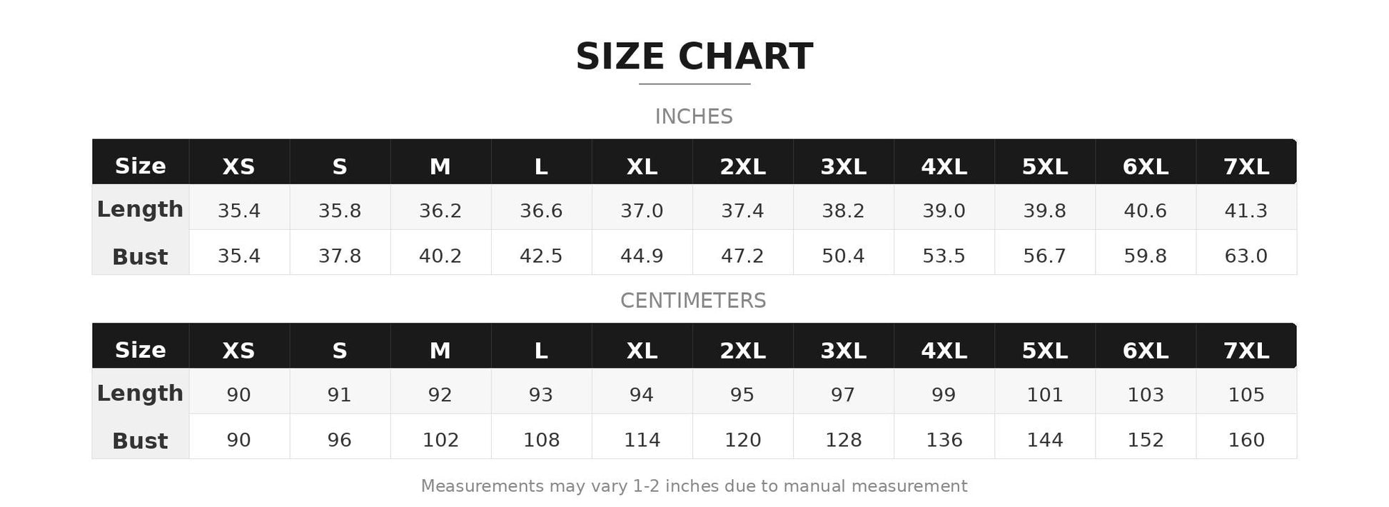 the size chart for a women's size chart