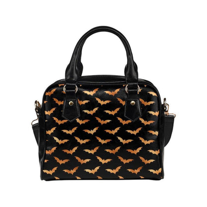 Bat print satchel purse, Halloween handbag, spooky black crossbody bag