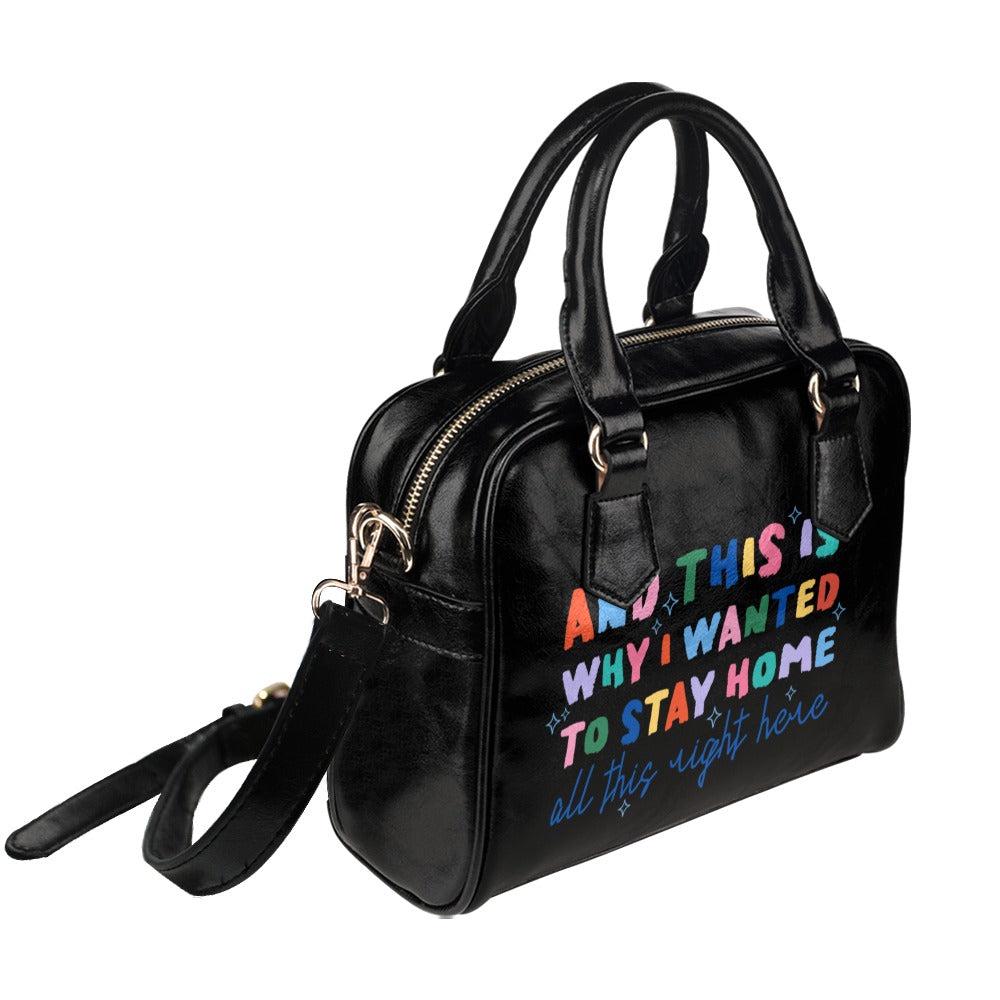 Introvert Girl Gift, Colorful Typography Slogan Purse, Top Handle Handbag, Black Satchel Bag