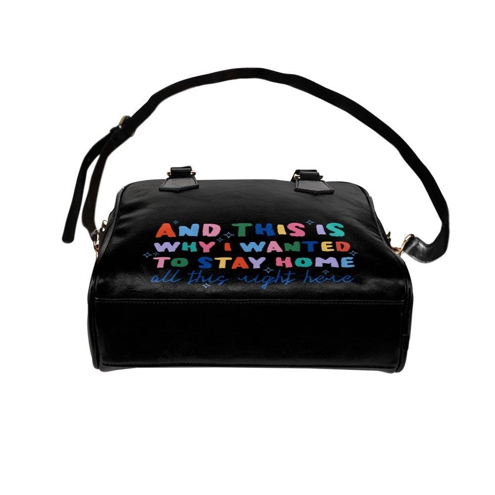 Introvert Girl Gift, Colorful Typography Slogan Purse, Top Handle Handbag, Black Satchel Bag