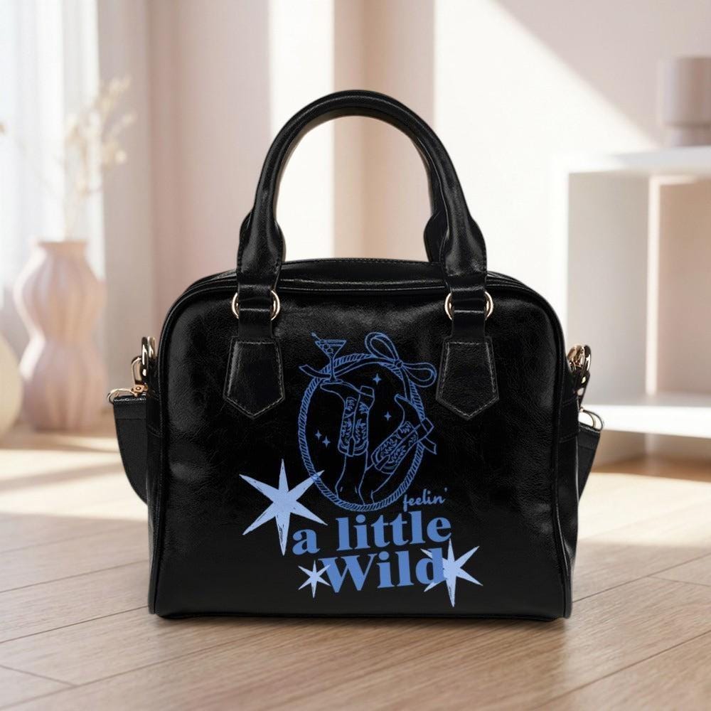 Cosmic Cowgirl Satchel Handbag, Black Western Star Shoulder Bag, Edgy Rodeo Accessory